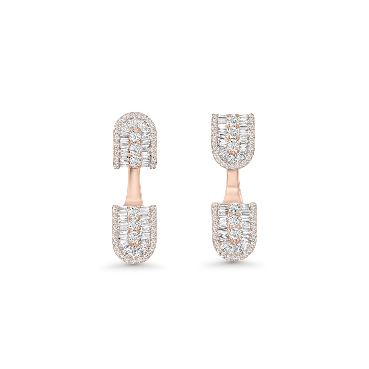 U Floating Baguette Studs Earrings