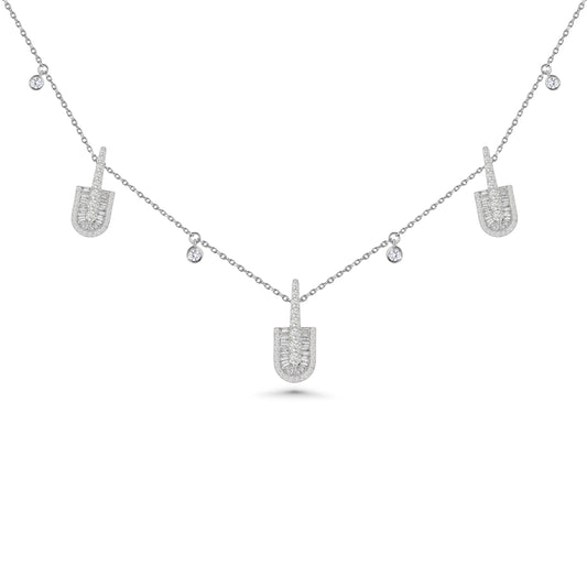 U Trio Baguette Necklace With Charms