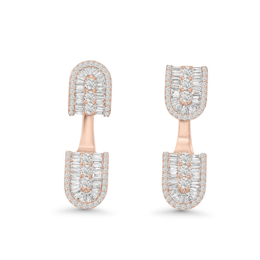 U Floating Baguette Studs Earrings