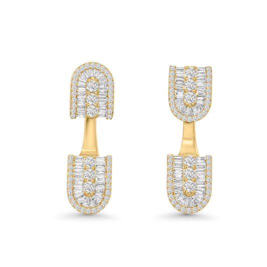 U Floating Baguette Studs Earrings