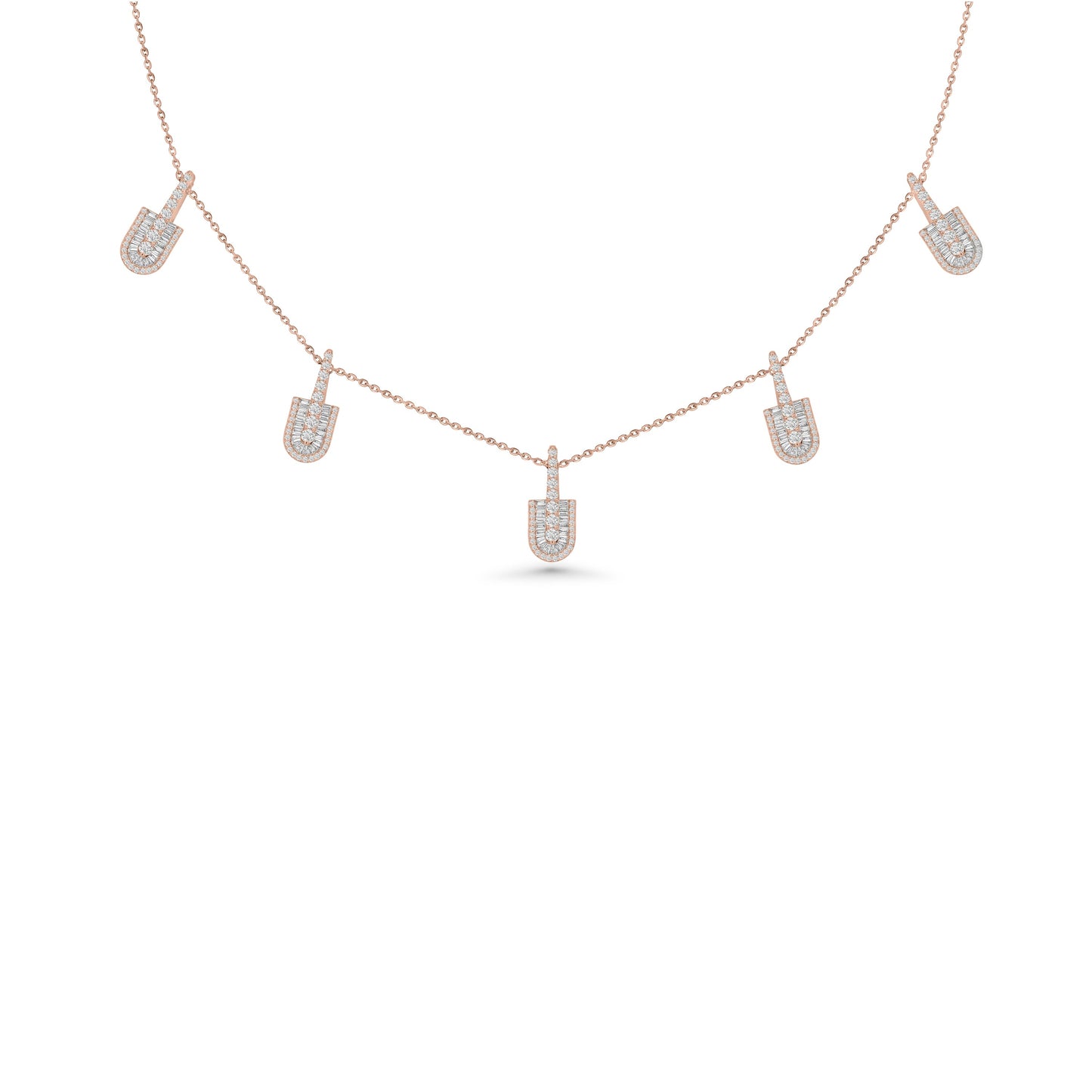 U Stacked Baguette Necklace