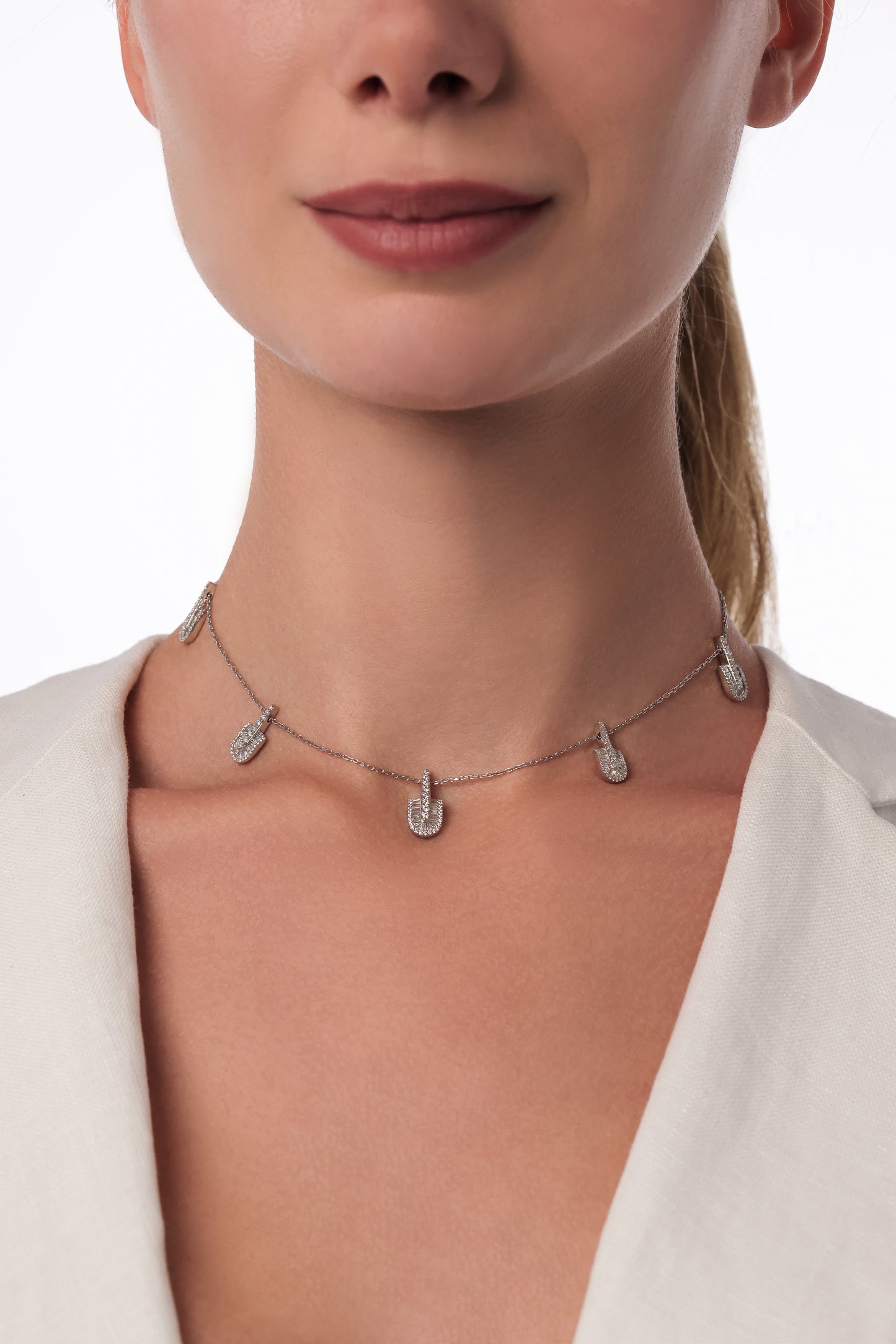 U Stacked Baguette Necklace