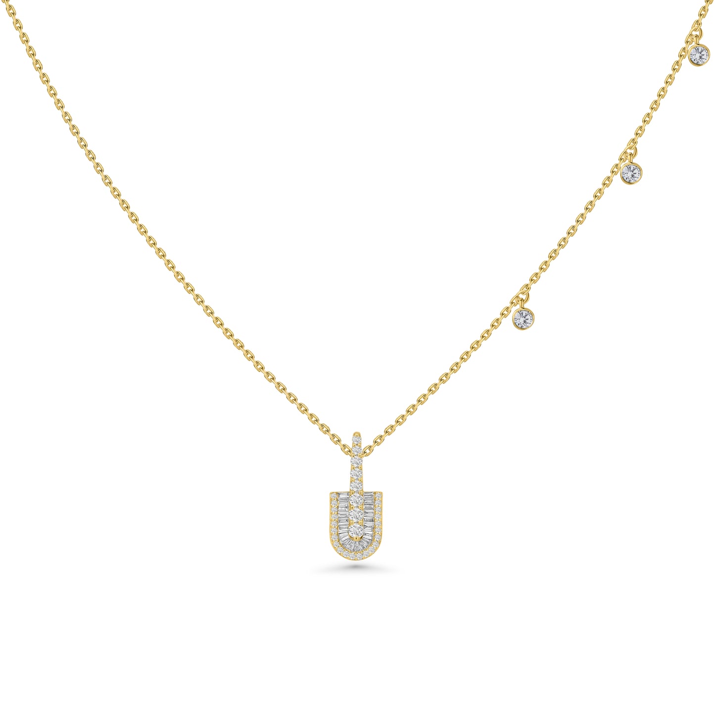 U Solo Baguette Necklace With Charms