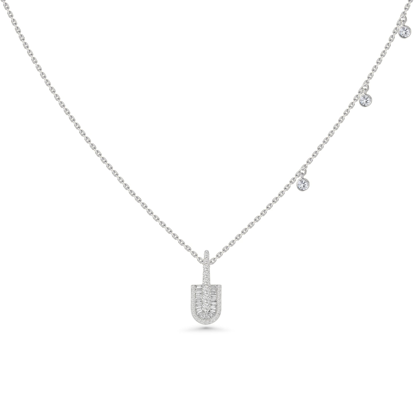 U Solo Baguette Necklace With Charms