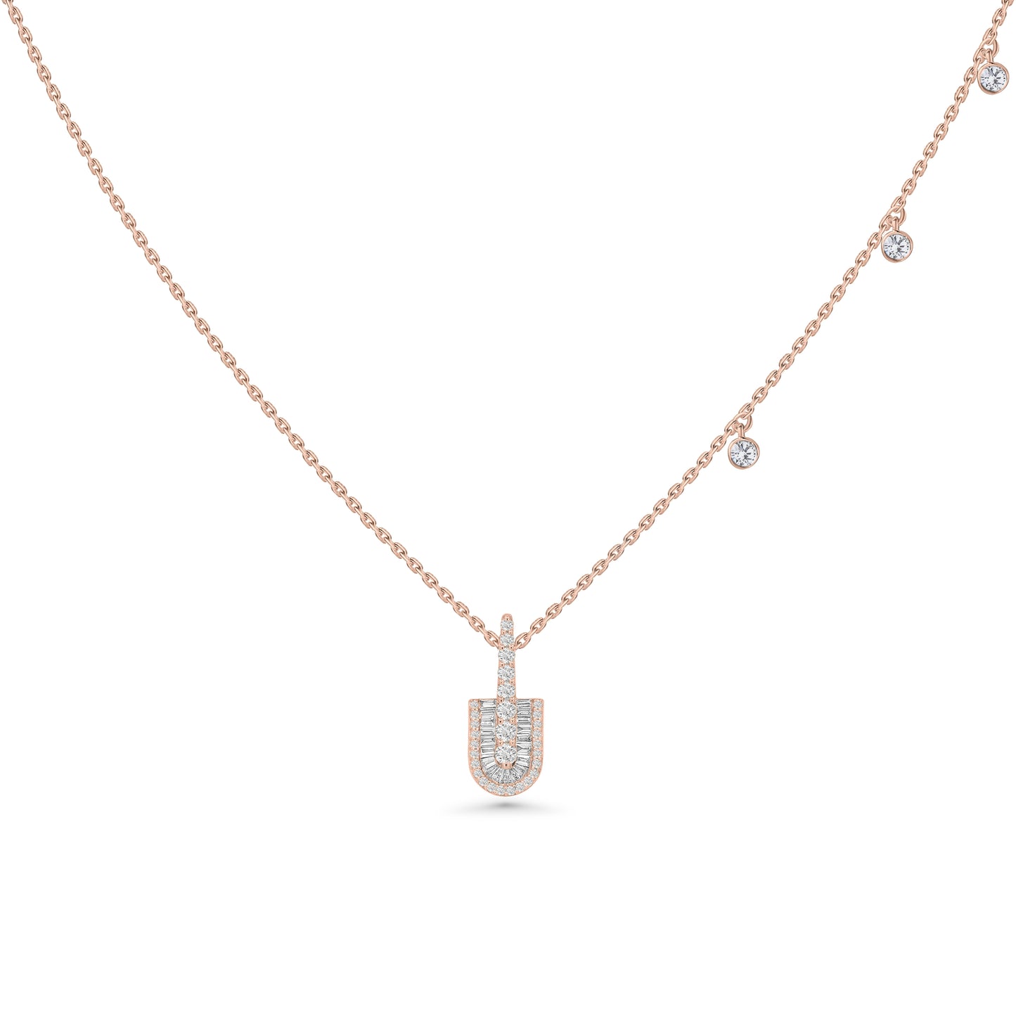 U Solo Baguette Necklace With Charms