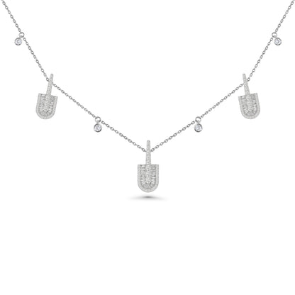 U Trio Baguette Necklace With Charms