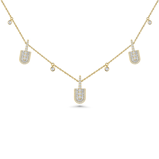 U Trio Baguette Necklace With Charms
