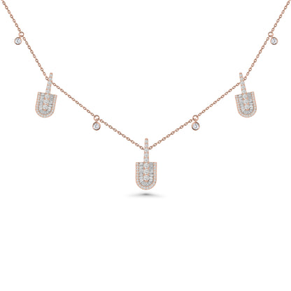 U Trio Baguette Necklace With Charms