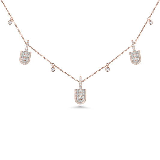 U Trio Baguette Necklace With Charms