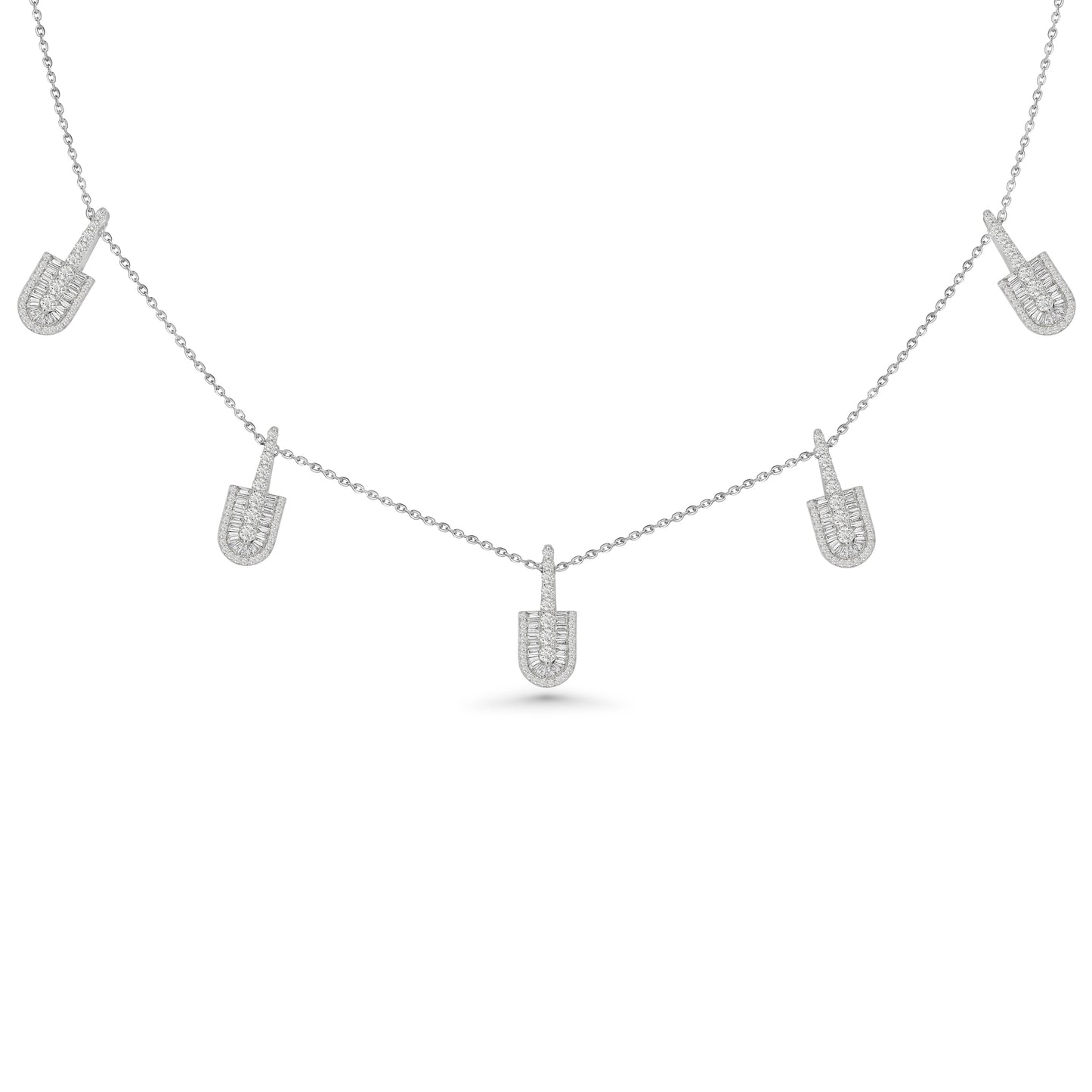 U Stacked Baguette Necklace