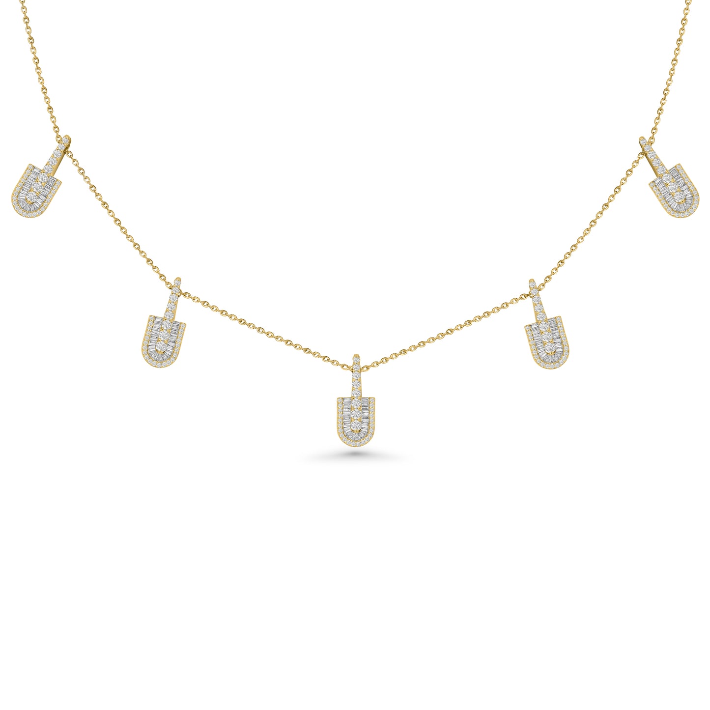 U Stacked Baguette Necklace