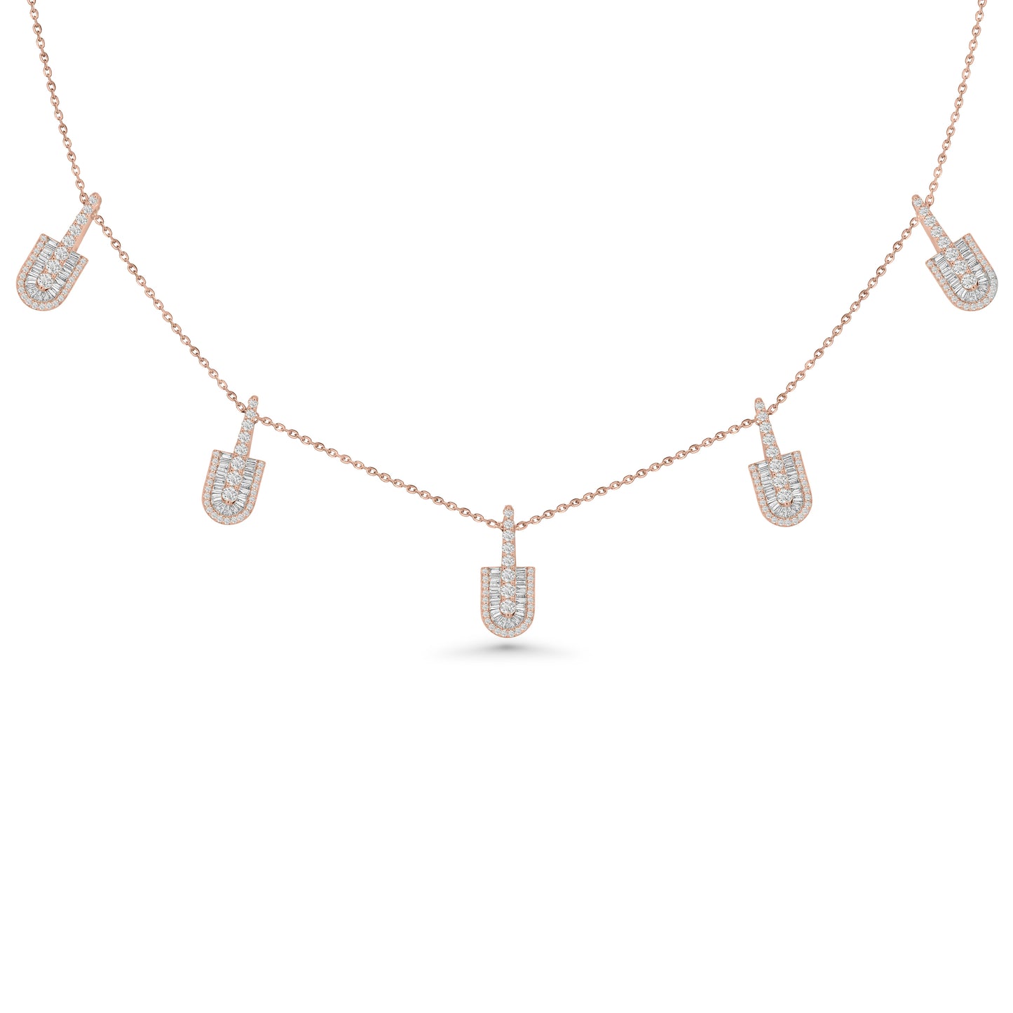 U Stacked Baguette Necklace