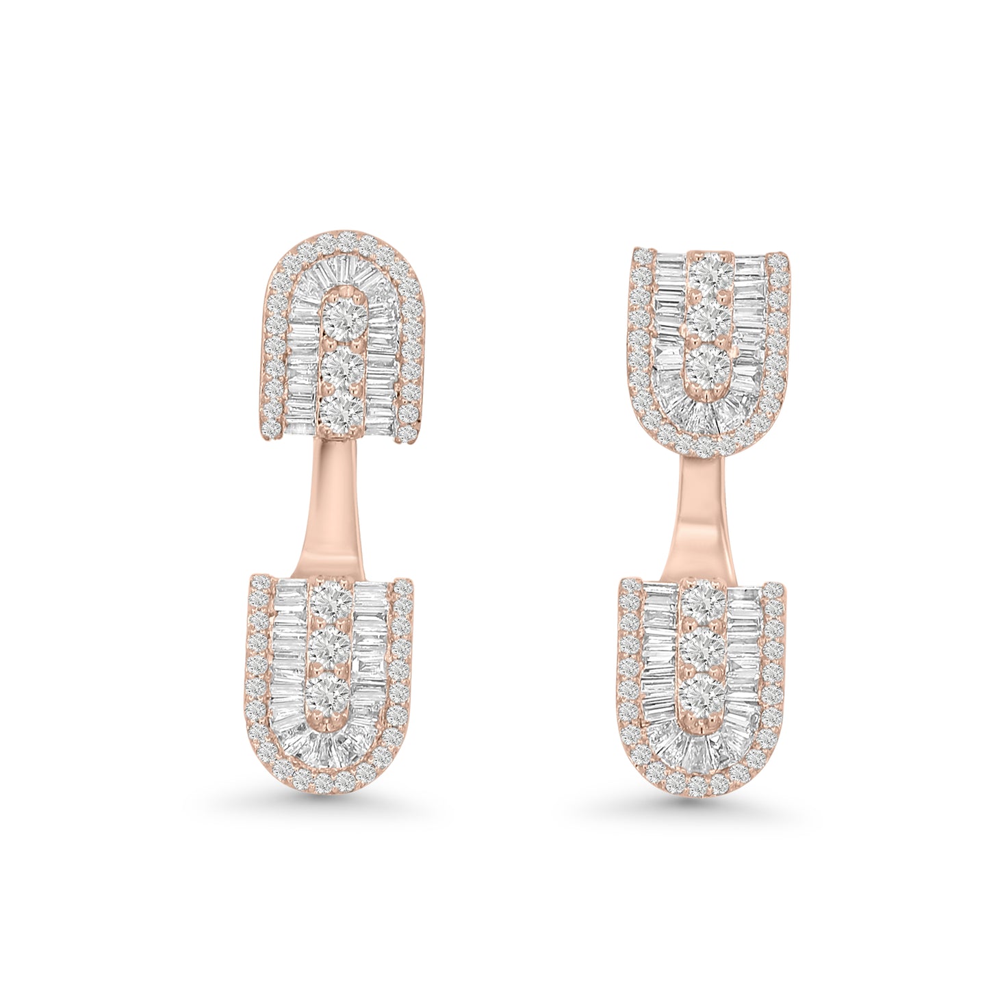 U Floating Baguette Studs Earrings