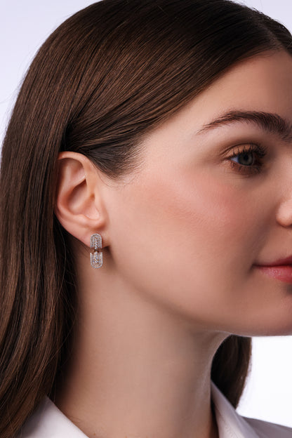 U Floating Baguette Studs Earrings