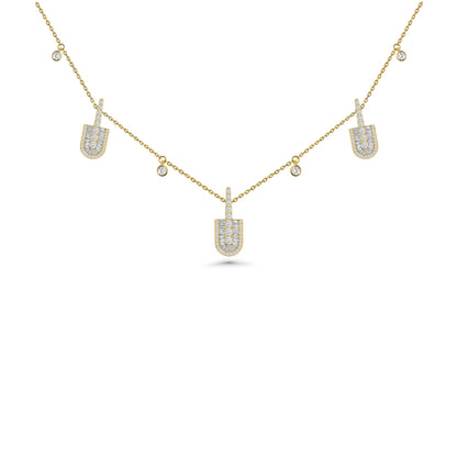 U Trio Baguette Necklace With Charms