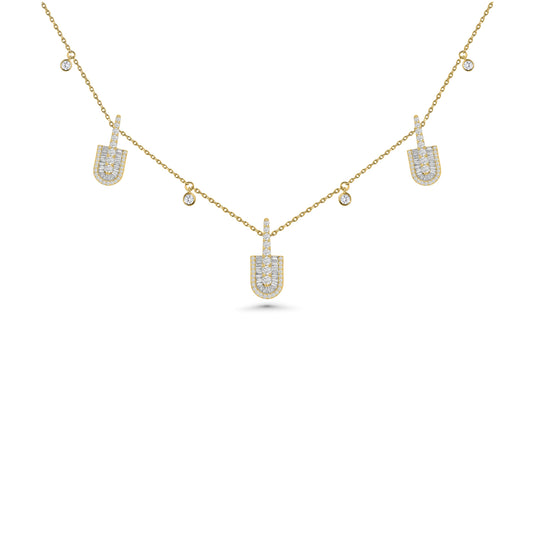 U Trio Baguette Necklace With Charms