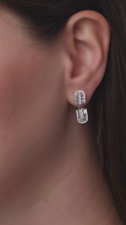 U Floating Baguette Studs Earrings