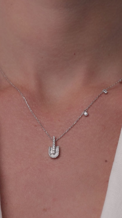 U Solo Baguette Necklace With Charms