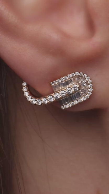 U Huggie Baguette Earrings